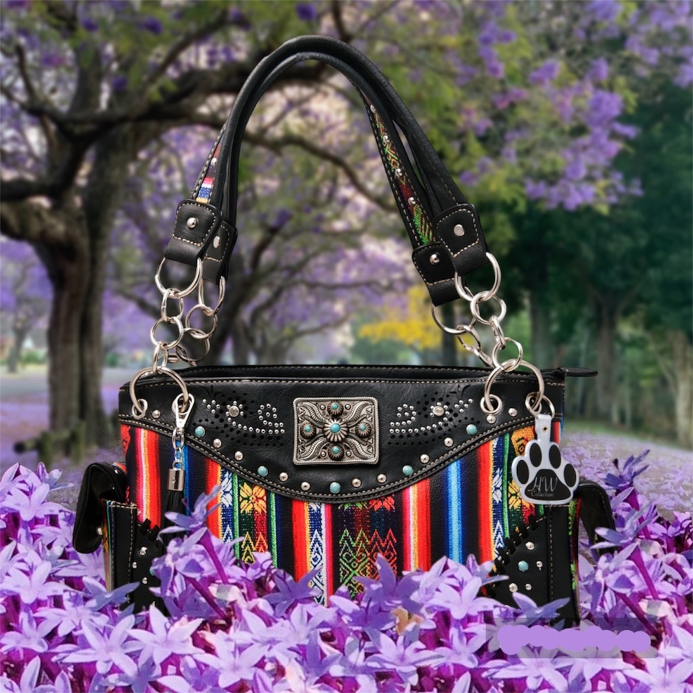 Serape Handbag Purse Concealed Carry Fringe Women Shoulder Bag Western Stripe